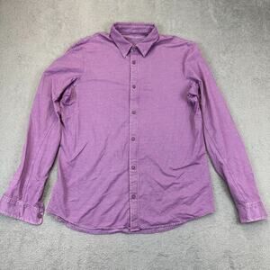 Lululemon Mens L Large Commission Long Sleeve Shirt Button Up Purple Pink